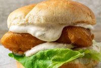 Crispy Beer-Battered Cod Sandwich with Tartar Slaw