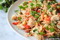 Spicy Thai Chicken Salad with Crunchy Vegetables and Lime Dressing