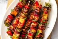 Sticky Teriyaki Chicken Skewers with Grilled Pineapple