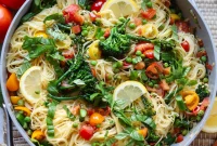 Lemon Capellini with Cherry Tomatoes and Fresh Basil