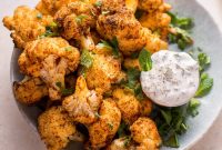 Roasted Cauliflower Bites with Cooling Mint Yogurt Dip