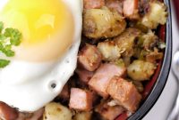 Savory Ham and Potato Breakfast Hash with Crispy Onions
