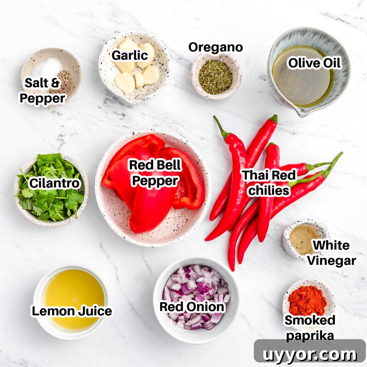 ingredients to make peri peri sauce.