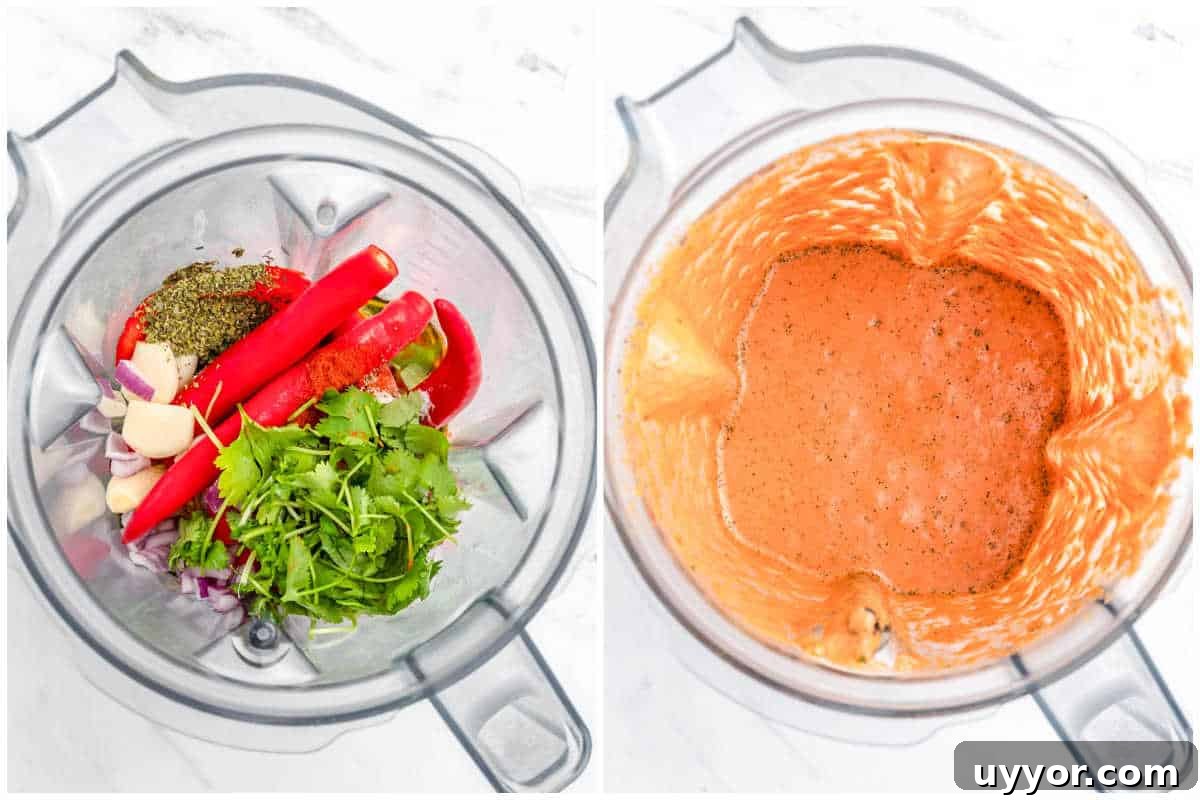 process shot to blend the ingredients for the peri peri sauce.