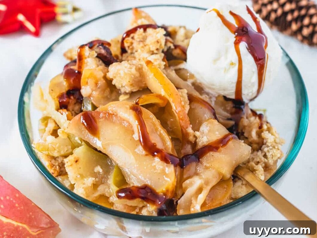 25 Cozy Apple Recipes That Capture Fall Flavors 10 Vegan apple crisp in a bowl with ice cream