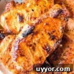 Grilled Boneless Pork Chops Recipe on plate