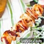 Close up of bacon Ranch Chicken Kabob