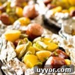 Foil Packet with sausage green beans and potatoes