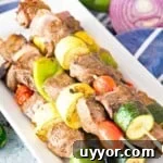 Marinated Grilled Vegetable and Steak Kabobs Plate