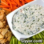 Knorr spinach dip on serving board.