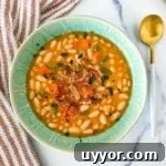 great northern bean soup in bowl.