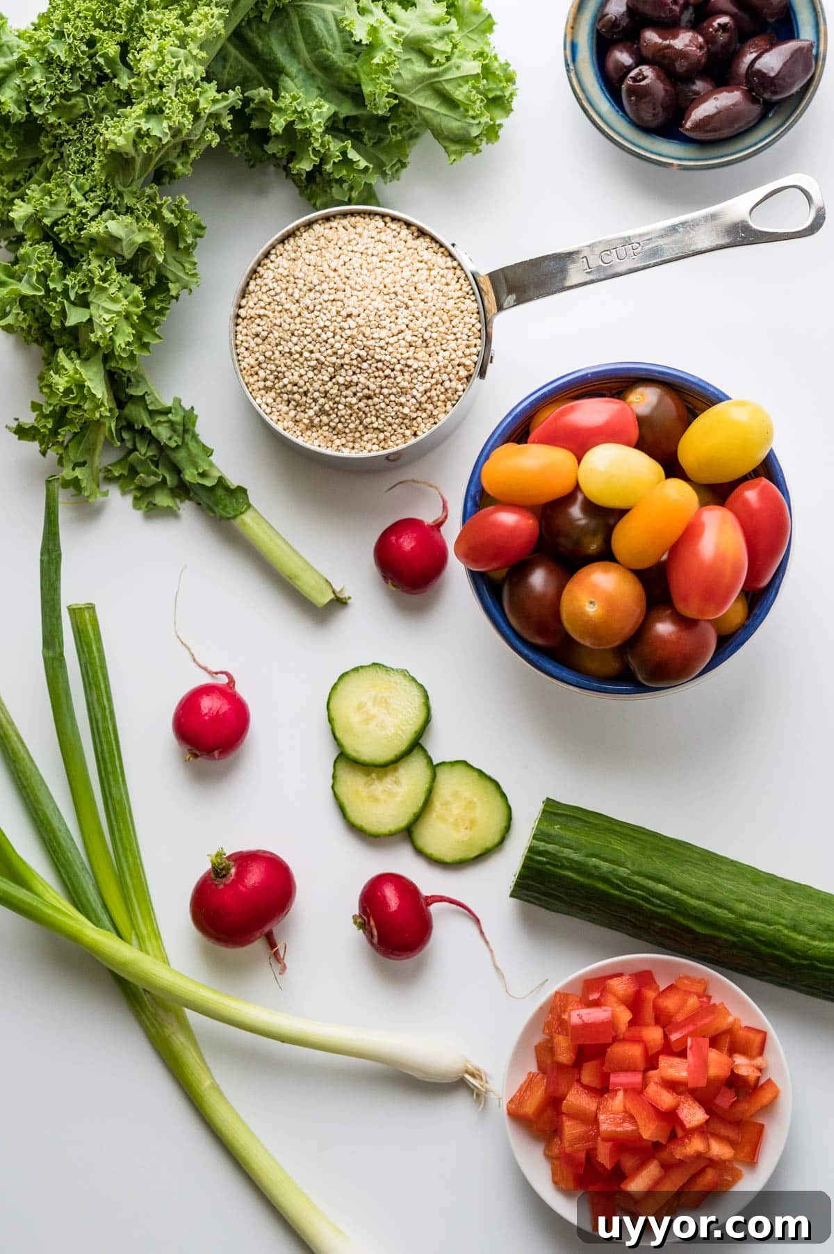 Vegetables to use in the kale quinoa salad.