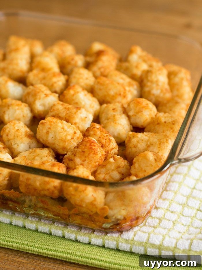 BBQ Tatertot Casserole is a hearty and easy dinner that would even fill up a hungry cowboy!