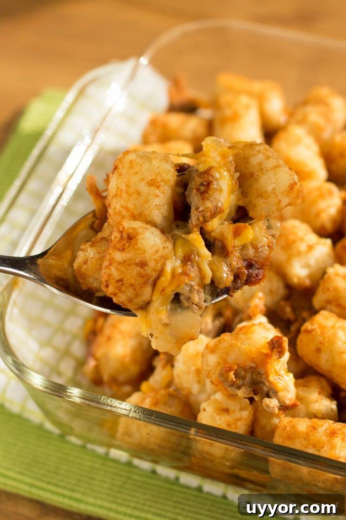 BBQ Tatertot Casserole is a hearty and easy dinner that would even fill up a hungry cowboy!