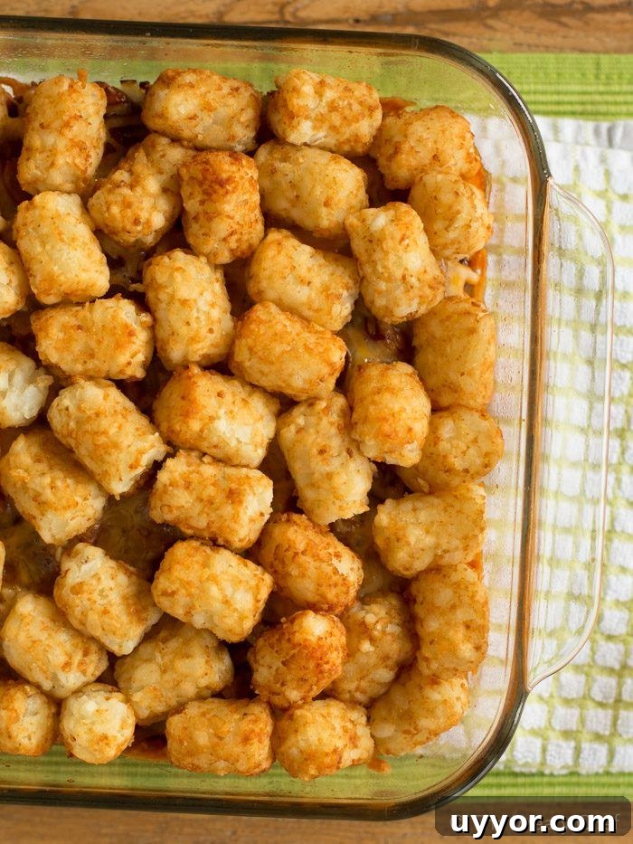 BBQ Tatertot Casserole is a hearty and easy dinner that would even fill up a hungry cowboy!