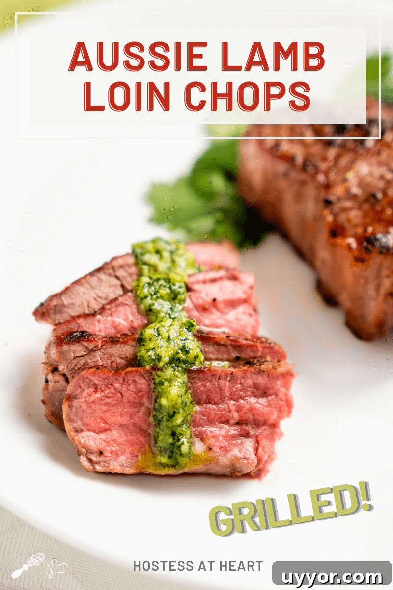 Slices of grilled lamb drizzled with pesto