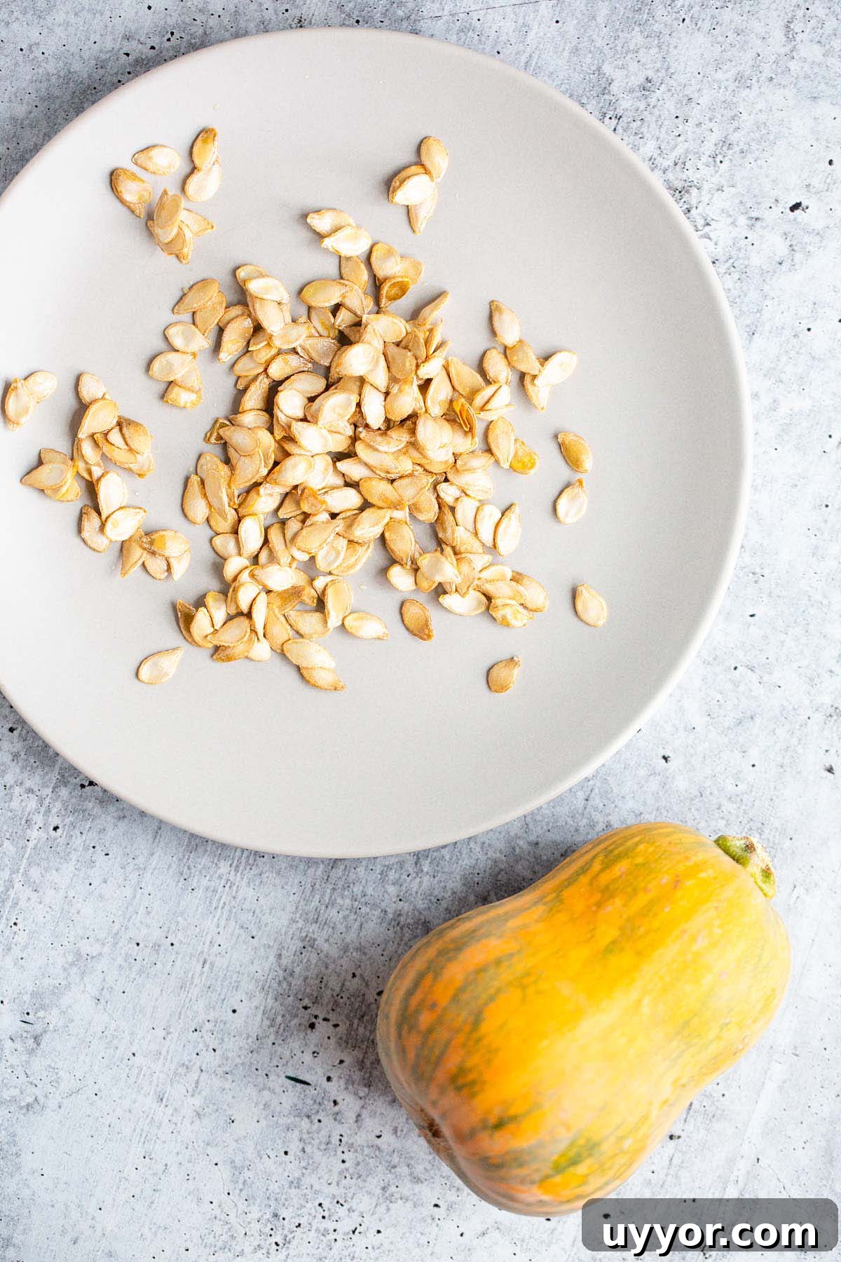 Crispy Roasted Honeynut Squash Seeds Recipe 2 Roasted seeds on a plate