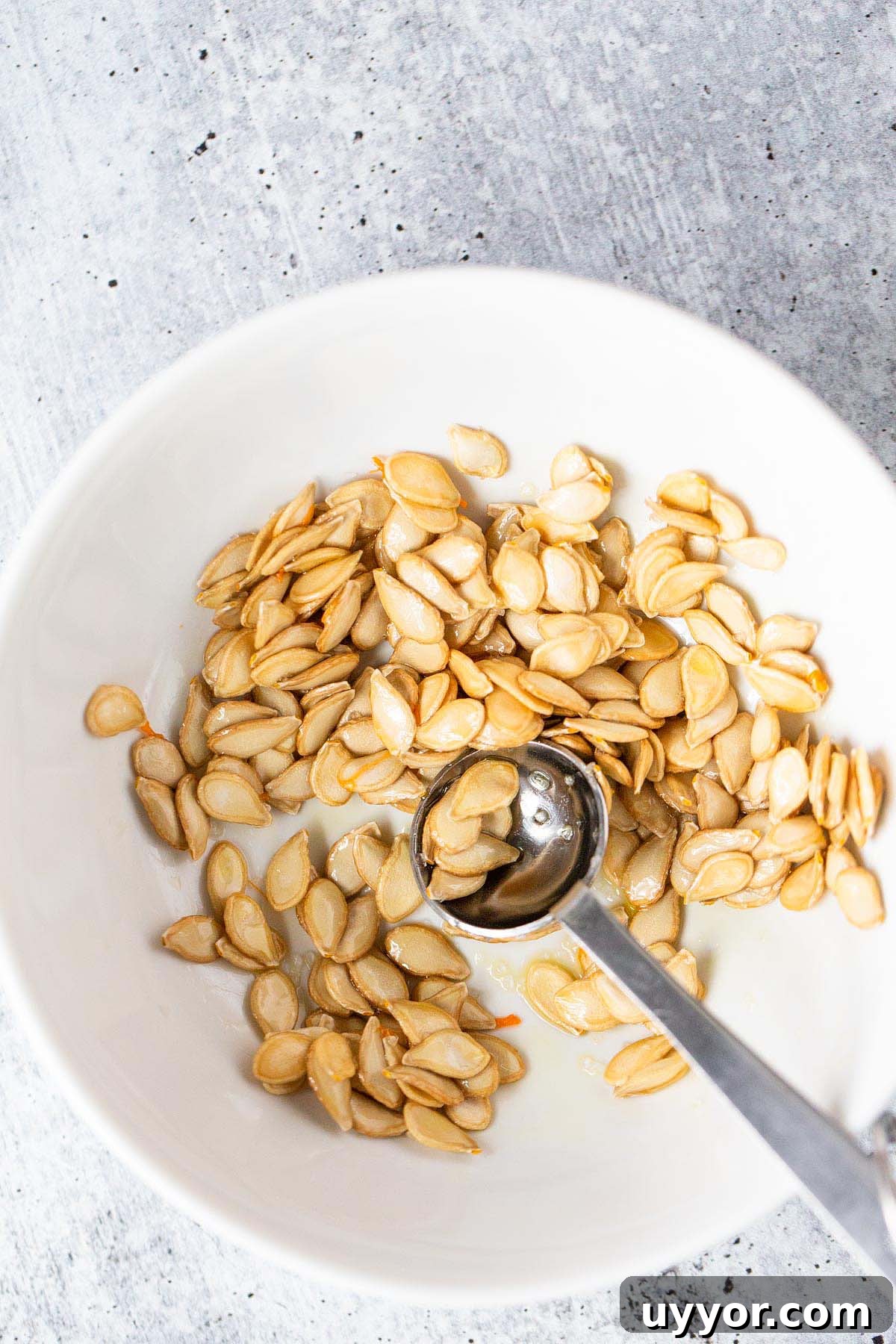 Crispy Roasted Honeynut Squash Seeds Recipe 7 Squash seeds in a bowl
