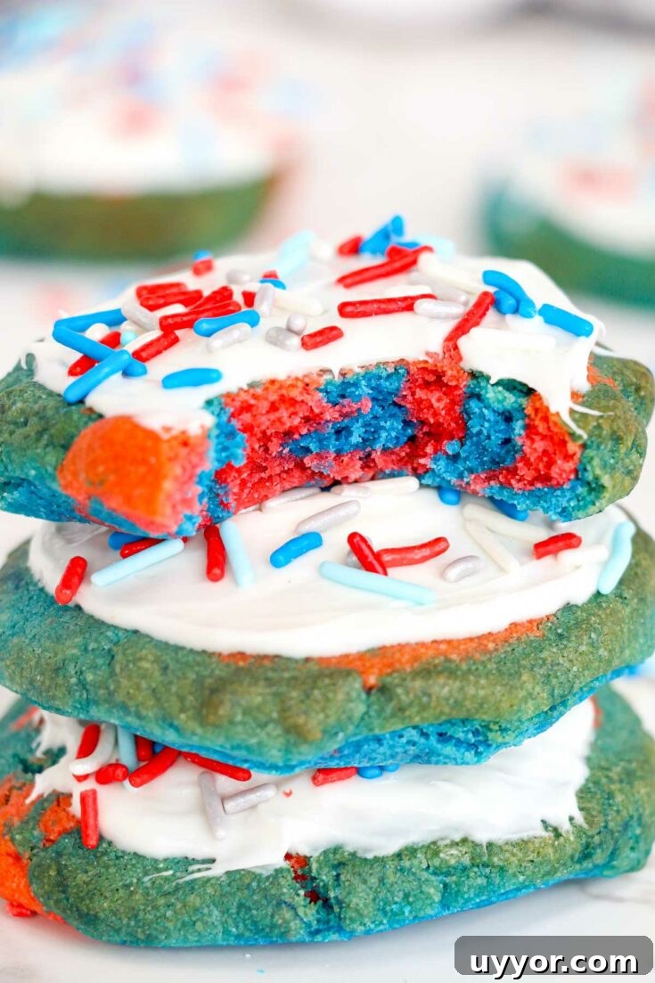 air fryer 4th of july cookies stacked