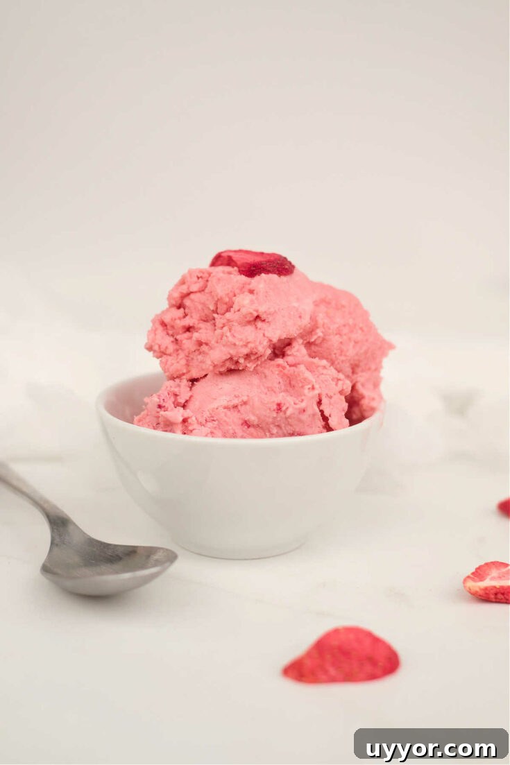 Ninja Creami strawberry ice cream in bowl