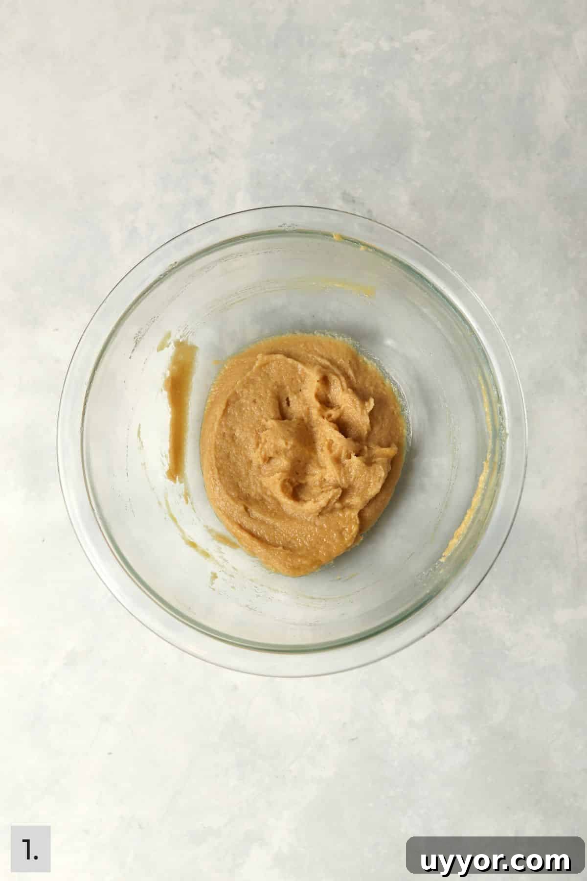Small batch cookie dough before dry ingredients are added.