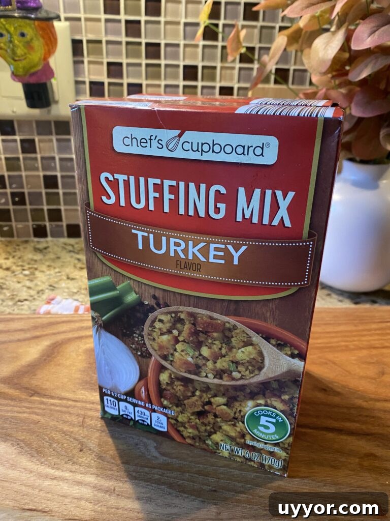 Creamy-Gravy Stuffed Turkey Roll-Ups for Holiday Dinner 4 A box of turkey flavor stuffing