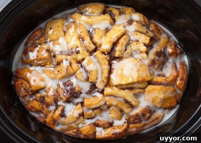 Crockpot Cinnamon Roll Casserole: Gooey Breakfast Baking Recipe 6 Finished picture of Slow Cooker Cinnamon Roll Casserole