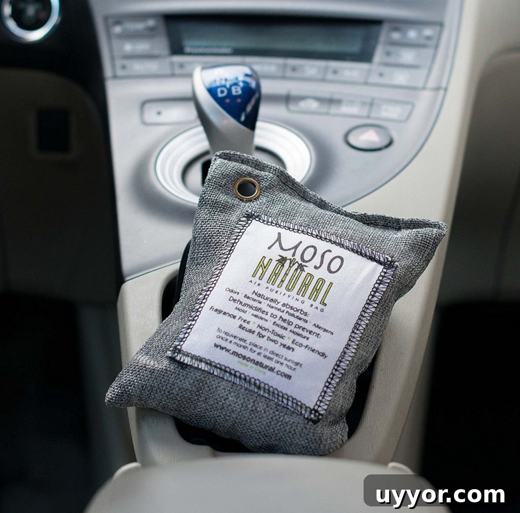 Moso Natural Air Purifying Bag. Odor Eliminator for Cars, Closets, Bathrooms and Pet Areas