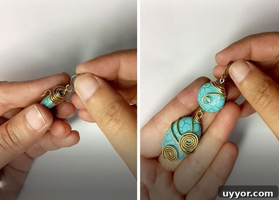 Handmade Wire-Wrapped Spiral Bead Earrings Tutorial 11 Finished pair of earrings