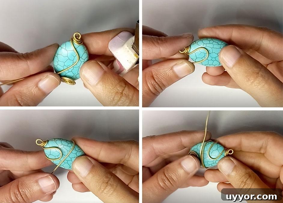 Handmade Wire-Wrapped Spiral Bead Earrings Tutorial 5 Creating connector loop