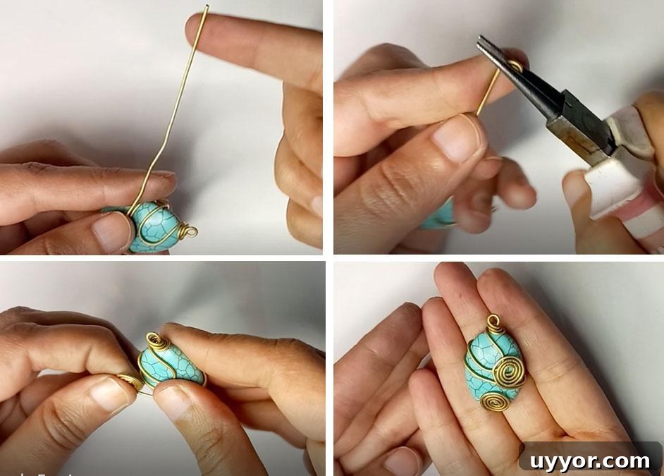 Handmade Wire-Wrapped Spiral Bead Earrings Tutorial 6 Second spiral added