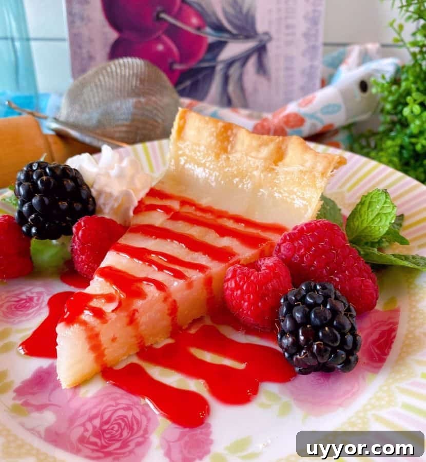 Classic Depression-Era Water Pie Recipe You Can Make Today 2 Slice of Depression Water Era Pie with fresh berries and Raspberry Sauce drizzle