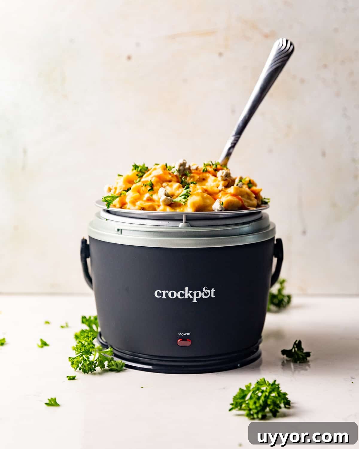mac and cheese in a lunch crockpot.