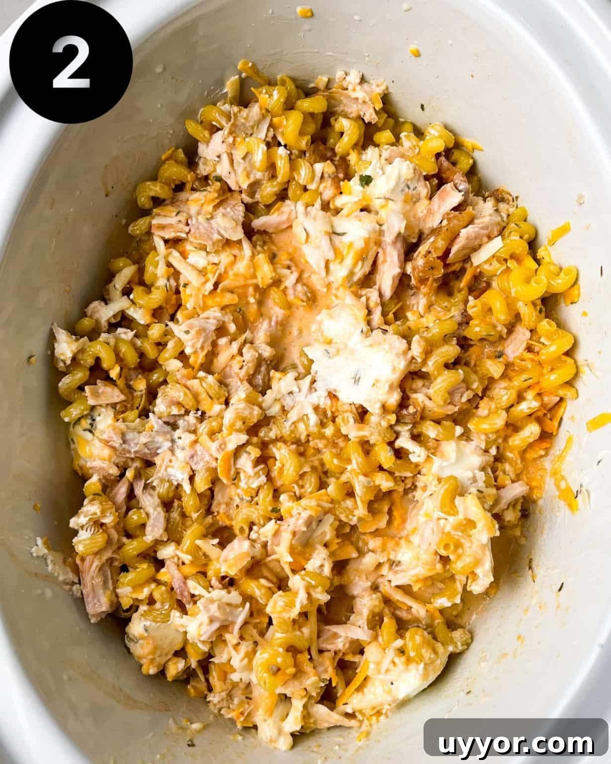 finished dish in a slow cooker.