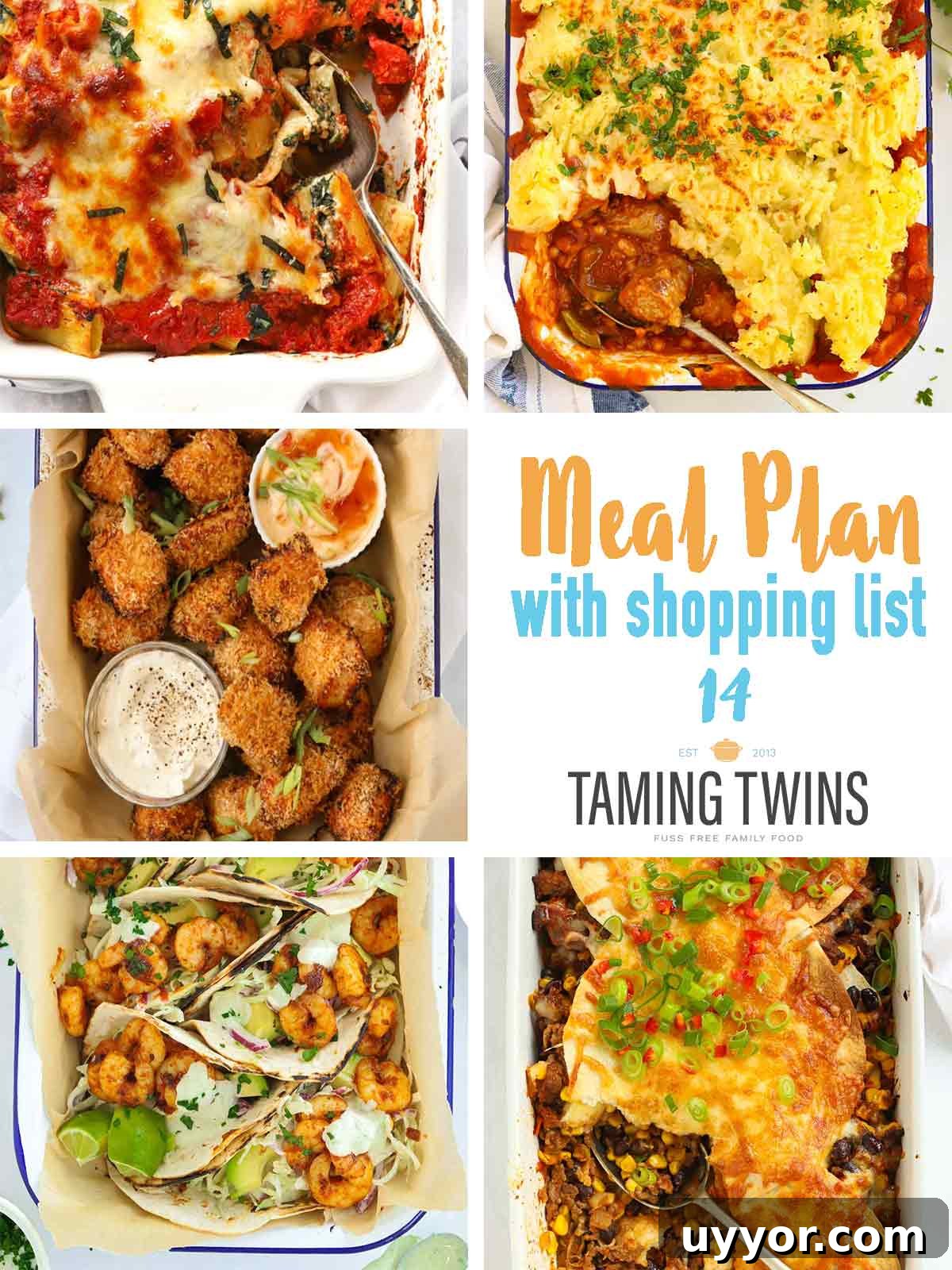 A collage of the 5 recipes included in meal plan 14.