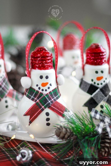 Fishbowl Snowman DIY Decor Ideas for Winter Crafting 10 How to Make an Adorable Snowman Using a Shatter Proof Light Bulb! This Light Bulb Snowman Ornament Craft Should Be On Your DIY Craft List!