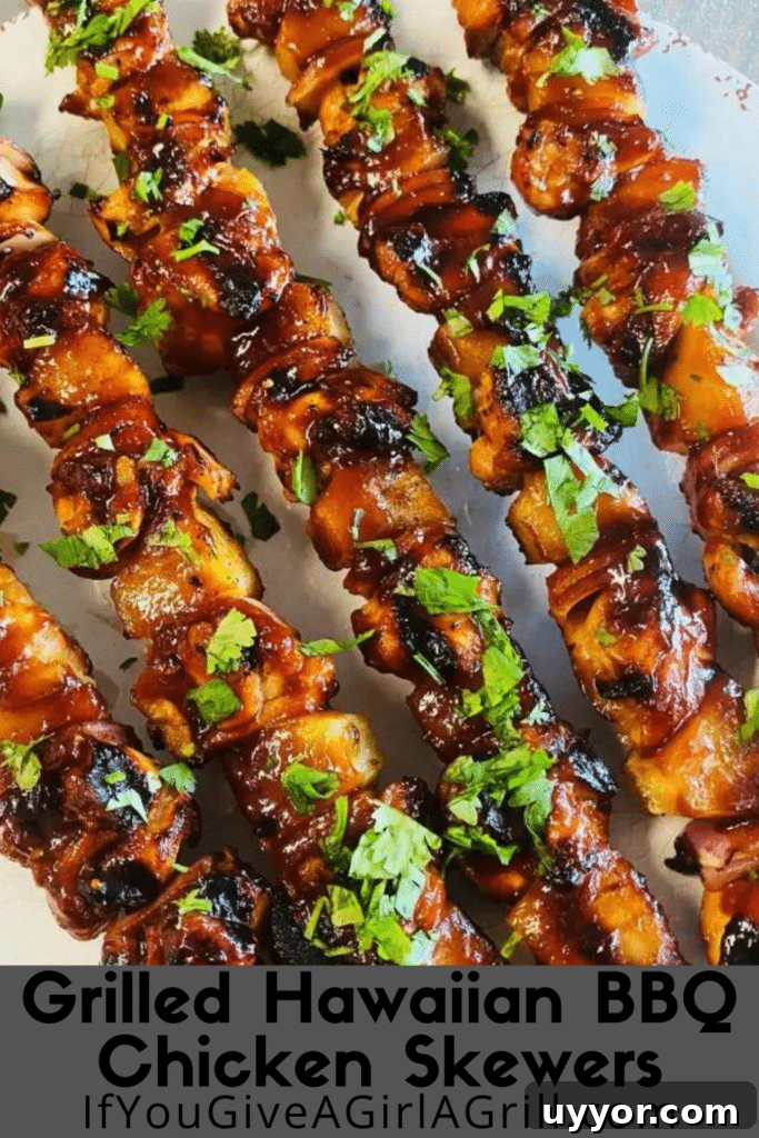 Hawaiian BBQ Chicken Skewers with Pineapple Glaze 14 Grilled Hawaiian BBQ Chicken Skewers
