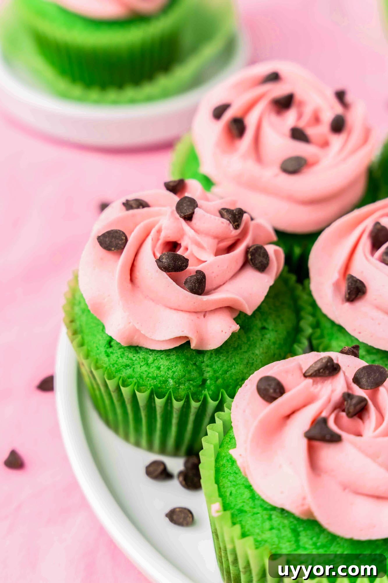 Watermelon Cupcakes Recipe: Refreshing Summer Dessert Idea 7 Watermelon cupcakes on a plate