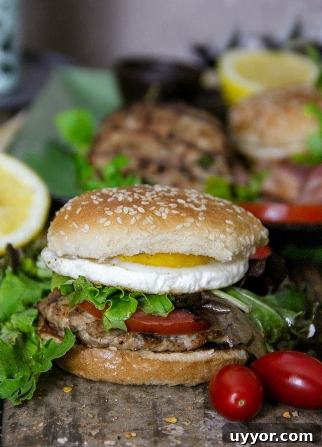 Juicy Grilled Chicken Burgers with Tangy Lemon-Garlic Sauce 3 Chicken Burgers