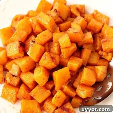 Roasted Butternut Squash on a plate.
