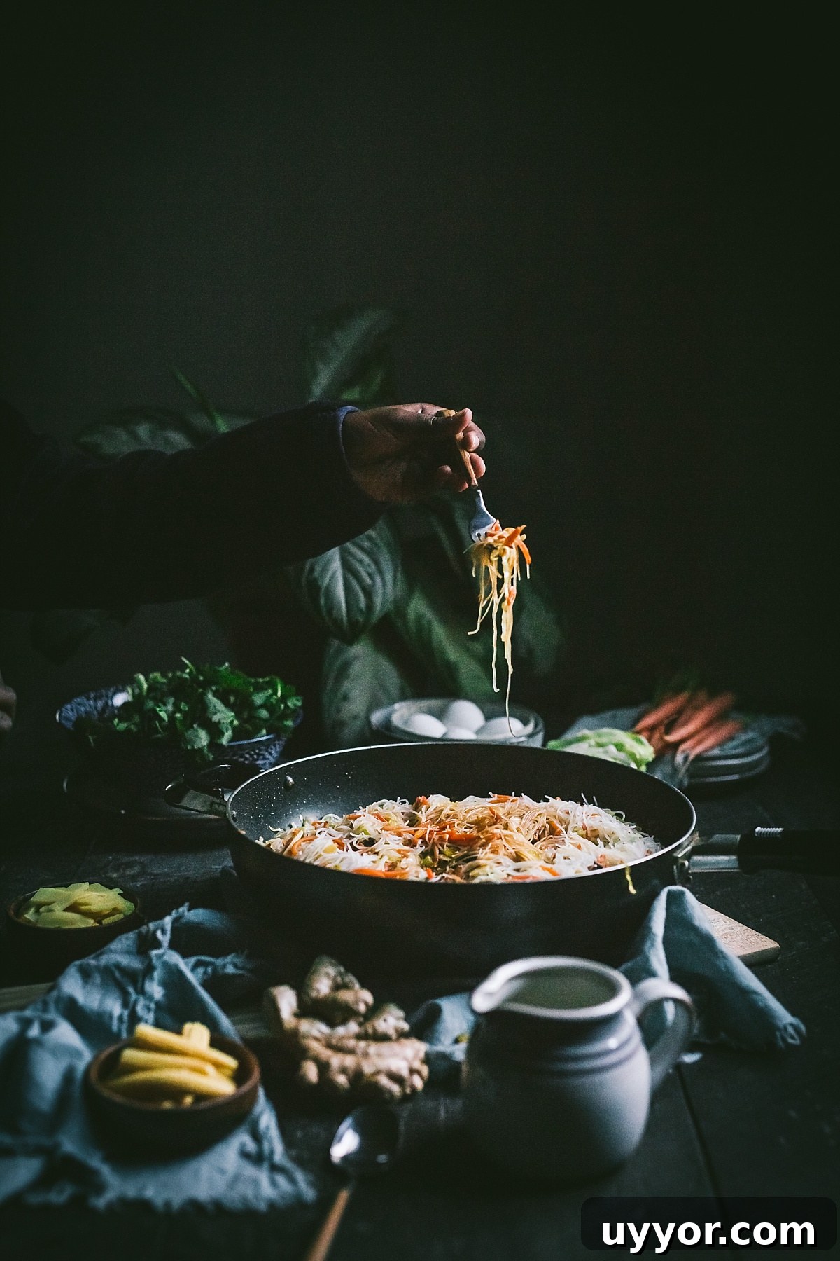 Authentic Filipino Chicken Pancit Recipe with Stir-Fry Noodles 13 lifting pancit noodles from filipino chicken pancit recipe
