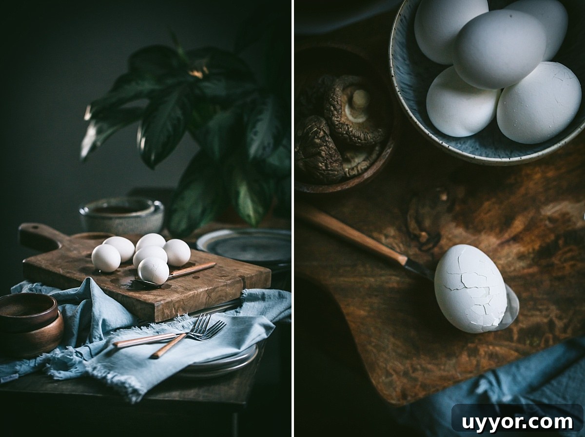 Authentic Filipino Chicken Pancit Recipe with Stir-Fry Noodles 3 hardboiled eggs on wooden cutting board