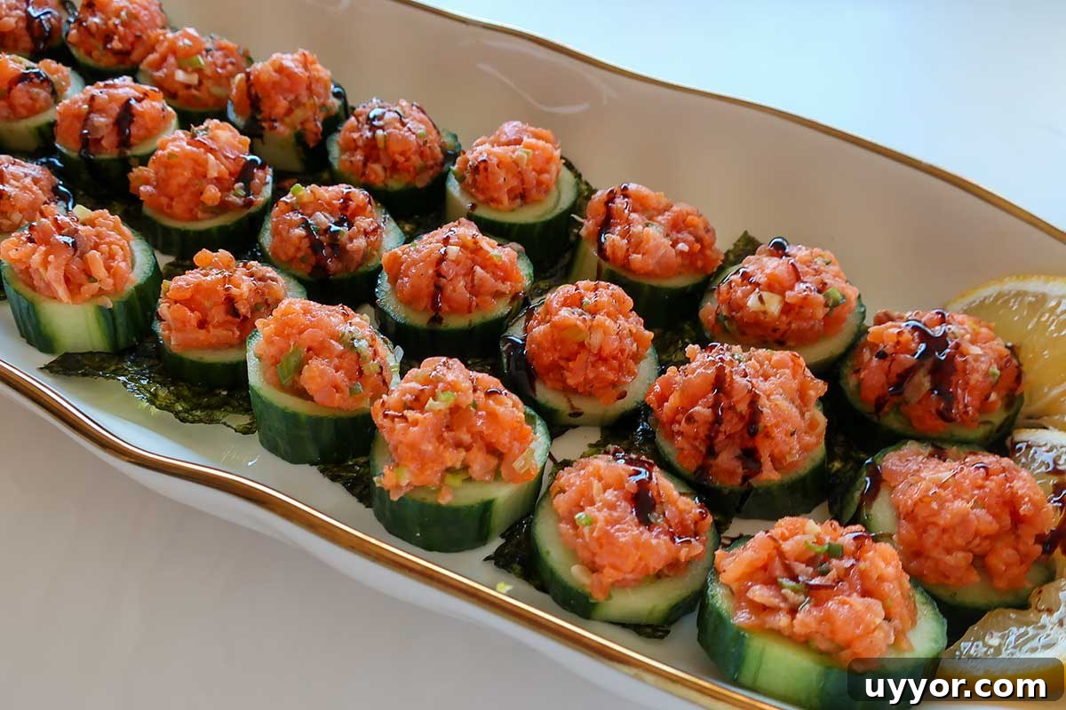 44 Gluten-Free Appetizers for Entertaining: 2026 Party Recipes 17 Light drizzle of balsamic glaze over cucumber and salmon bites
