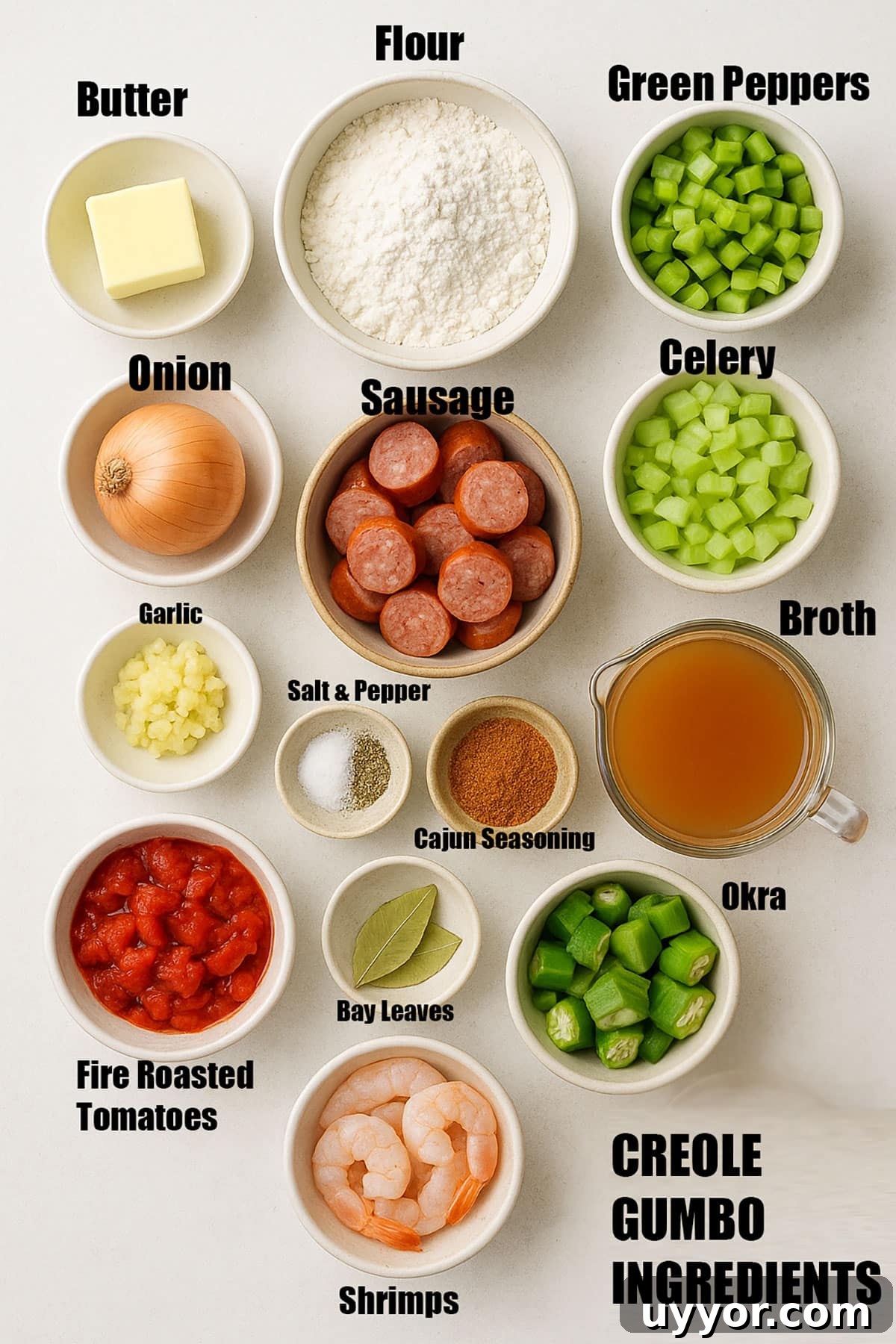 Recipe ingredients on neutral background.