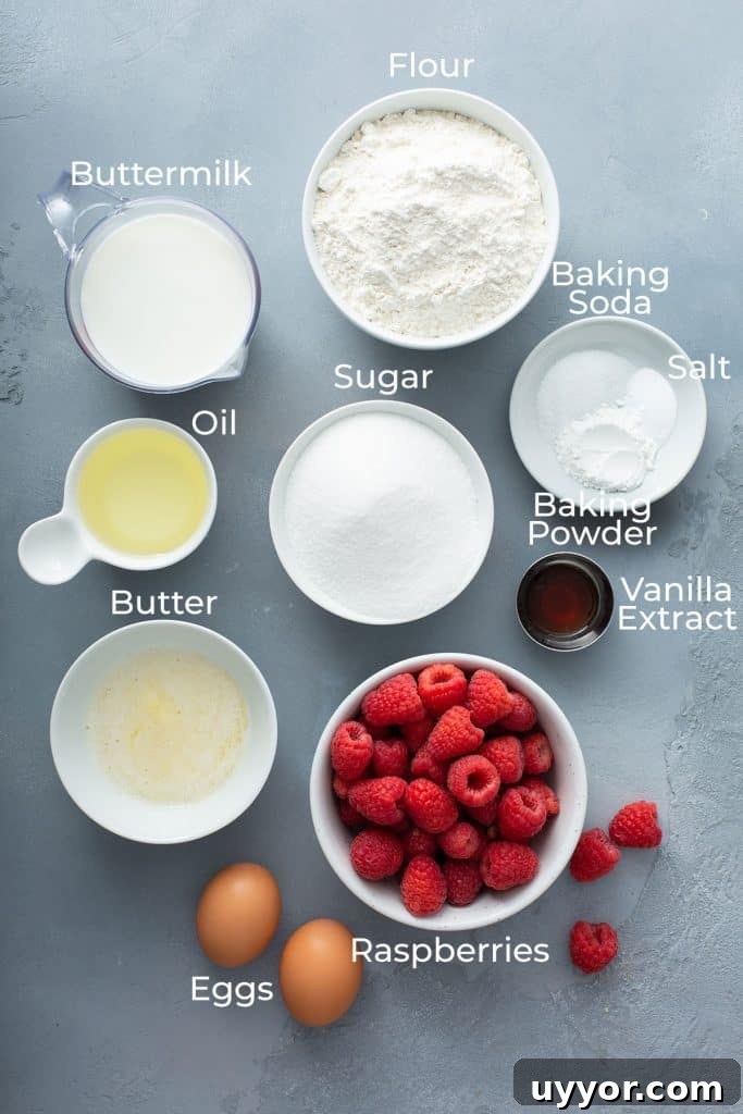 ingredients to make raspberry muffins
