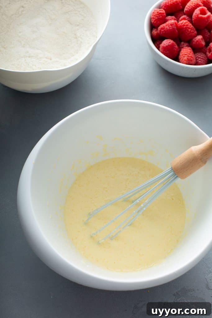 wet ingredients in a white bowl