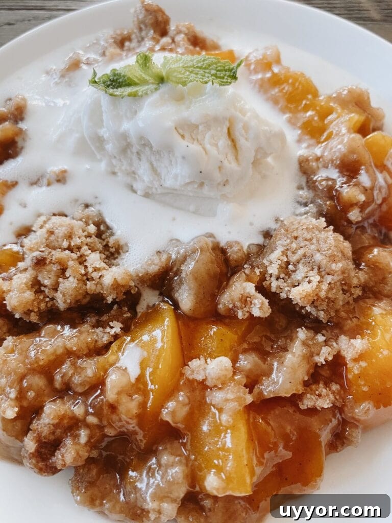 peach crumble recipe featured image