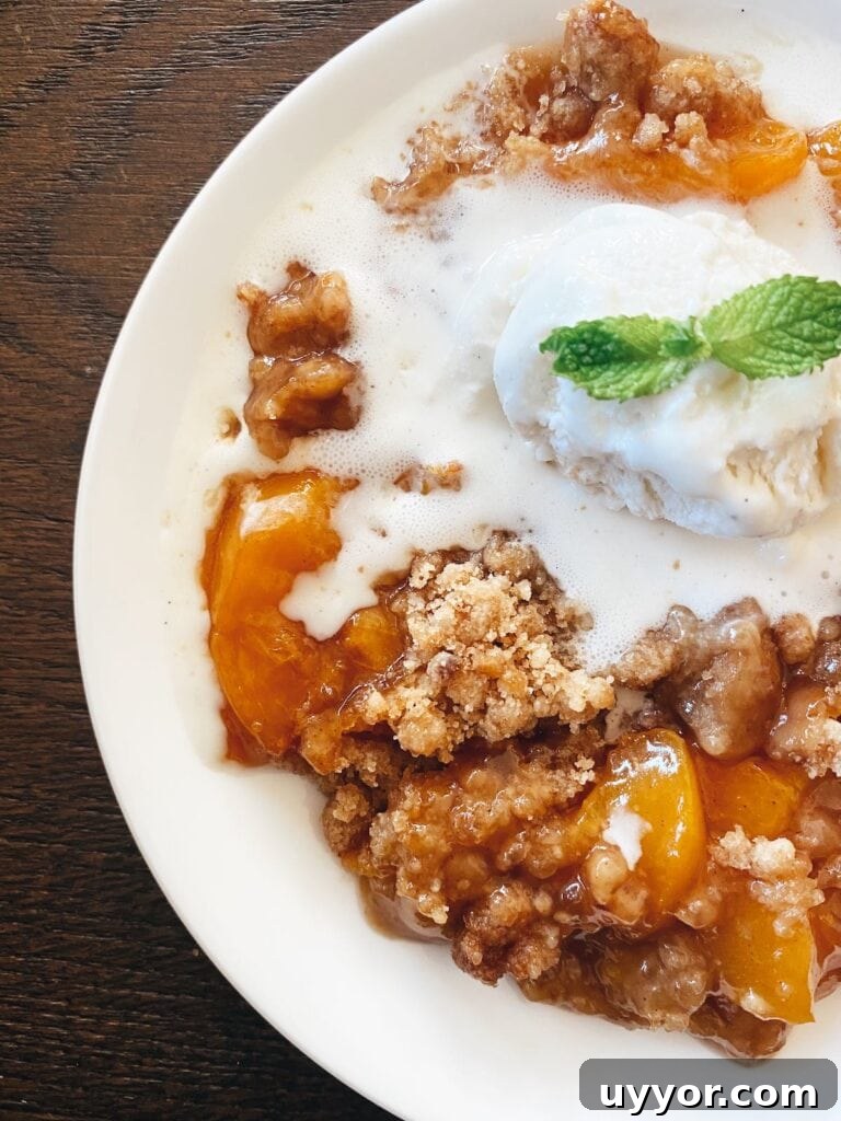final recipe with crispy crumble topping and ice cream