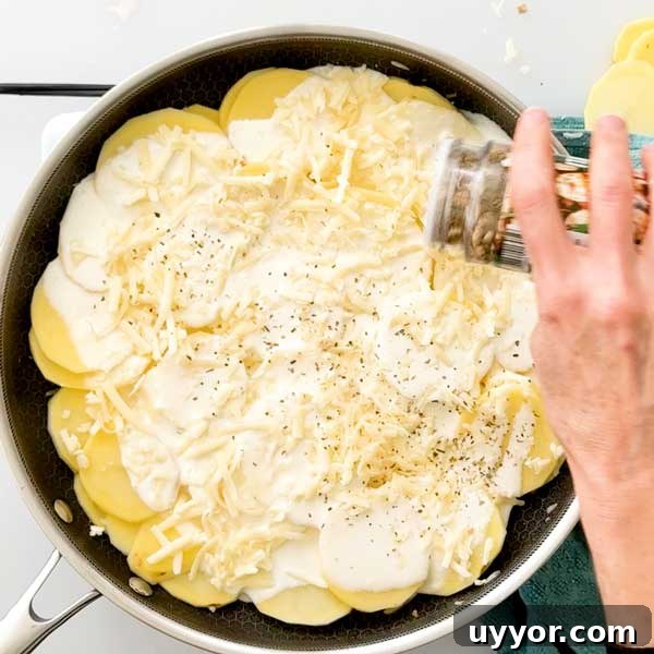 Sprinkling a dash of Italian seasoning and pepper over the shredded cheese layer.