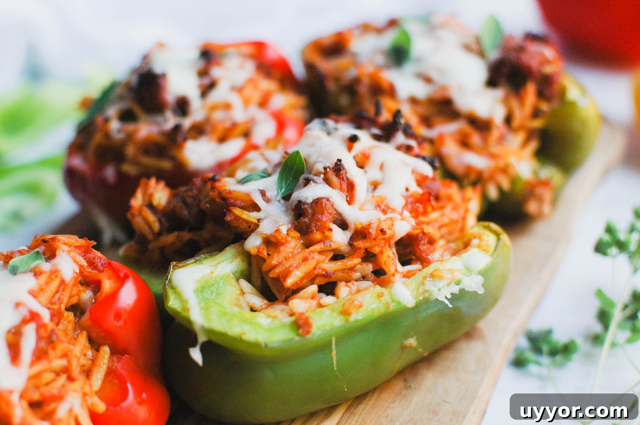 Sausage and Orzo Stuffed Peppers